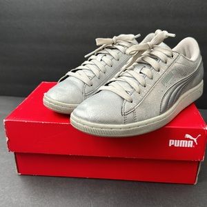 IB Puma Vikky Woven Metallic Silver Softfoam Sneakers Women's 7